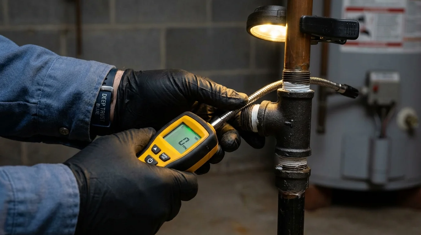 Gas leak detection with electronic sniffer by Johns Plumbing LLC in Long Prairie